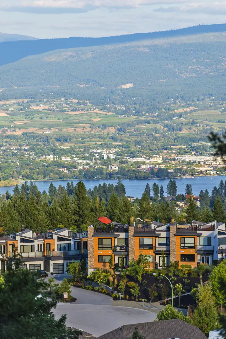 The Lakeview Terrace real estate development arial view in Kelowna sold by Vantage West Project Sales.